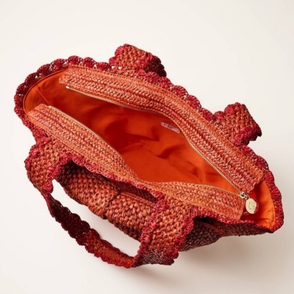 Kate Spade X Target Taffia Straw Bow Red & Orange Tote Bag - Picture 4 of 16